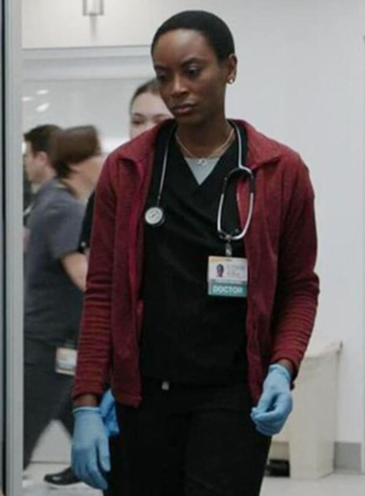Harpoon Dr Heather Collins Inspired Red Leather Jacket - The Pitt 2025 Style