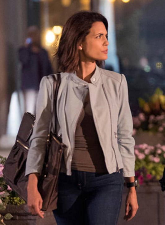 Harpoon Dr. Natalie Manning Inspired Grey Leather Jacket - Chicago Med Style