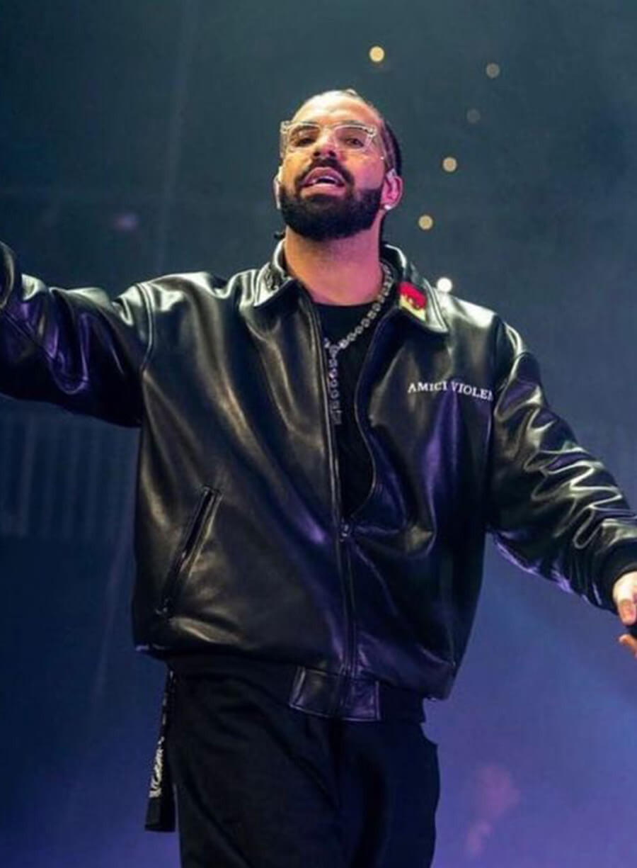 Harpoon Drake Amici Violente Trucker Inspired Black Leather Jacket - Aubrey Drake Graham Style