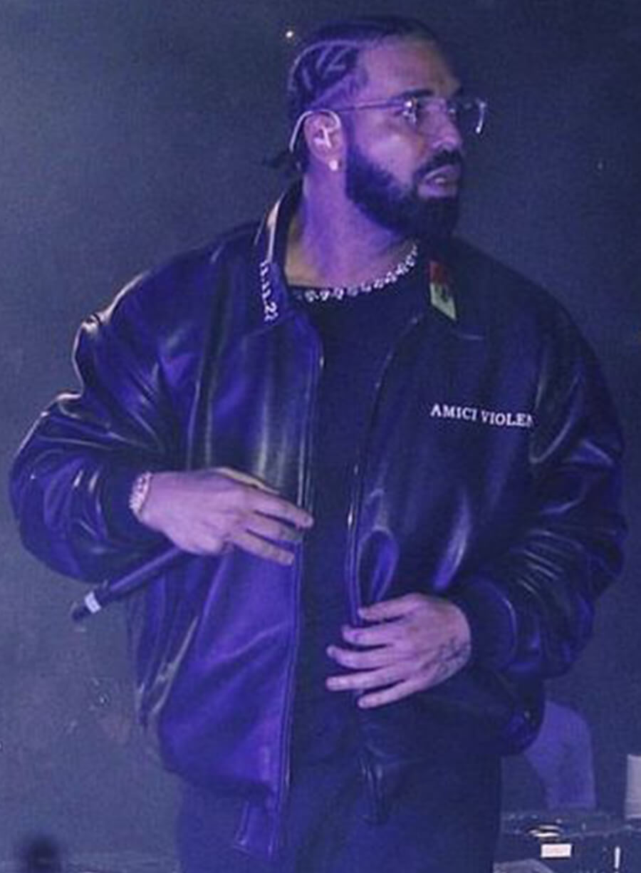 Harpoon Drake Amici Violente Trucker Inspired Black Leather Jacket - Aubrey Drake Graham Style