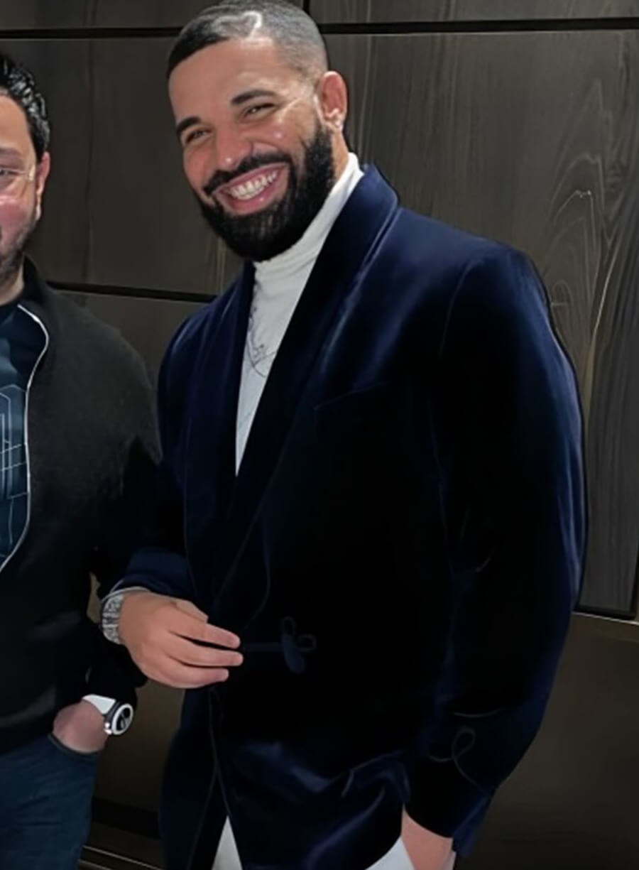 Harpoon Drake Champagne Papi Velvet Blazer Inspired Blue Leather Jacket