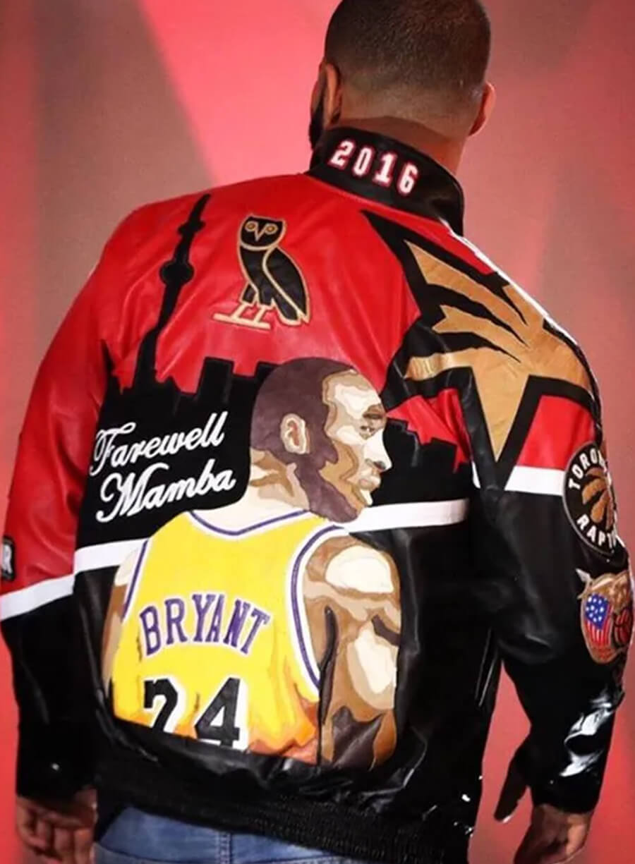 Harpoon Aubrey Drake Graham Inspired Red Leather Jacket - Farewell Mamba Style