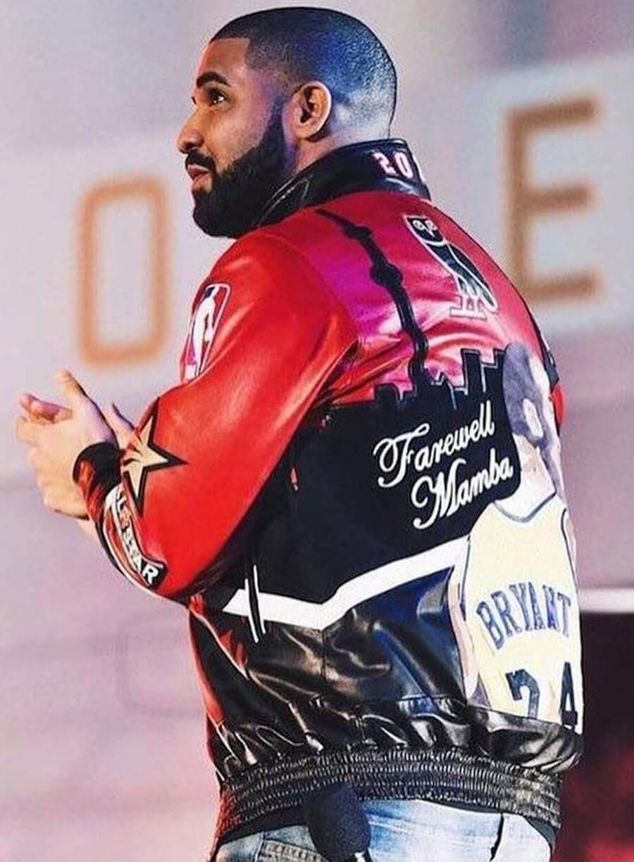 Harpoon Aubrey Drake Graham Inspired Red Leather Jacket - Farewell Mamba Style