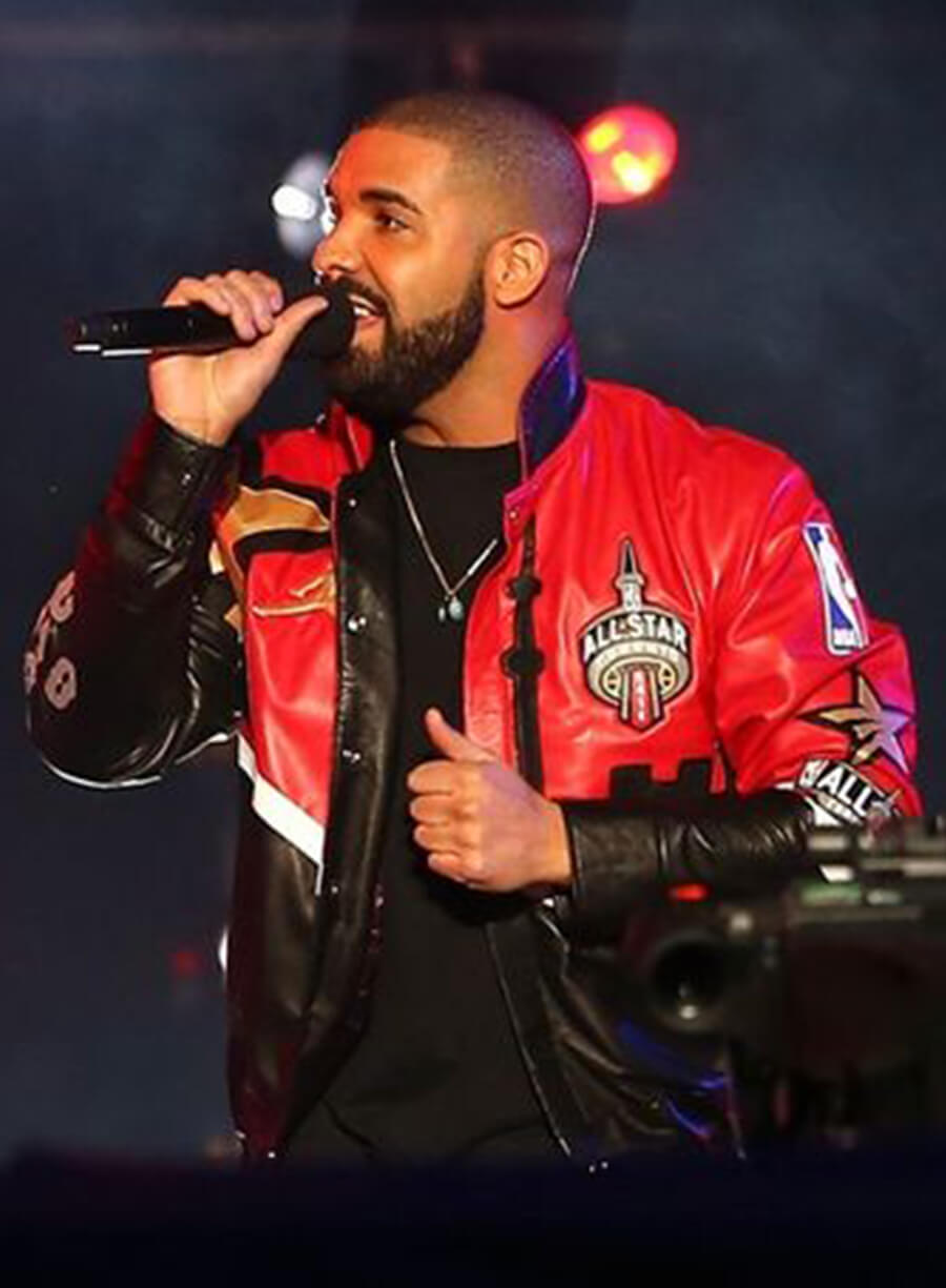 Harpoon Aubrey Drake Graham Inspired Red Leather Jacket - Farewell Mamba Style
