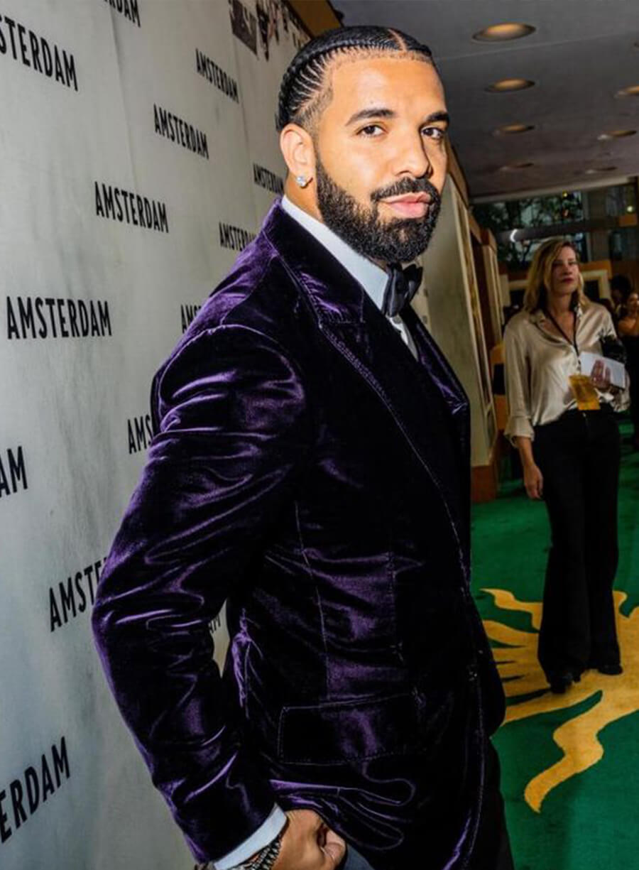 Harpoon Drake Purple Velvet Blazer Inspired Purple Leather Jacket
