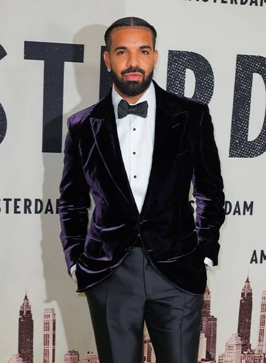 Harpoon Drake Purple Velvet Blazer Inspired Purple Leather Jacket