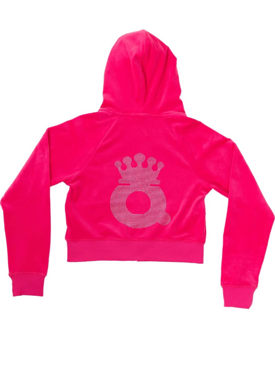 Harpoon Dunkin DunQueens Pink Tracksuit Inspired Pink Velvet Fabric Hooded Jacket