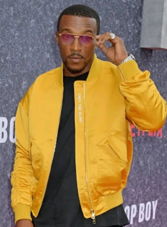 Harpoon Dushane Inspired Yellow Satin Fabric Bomber Jacket - Top Boy Style