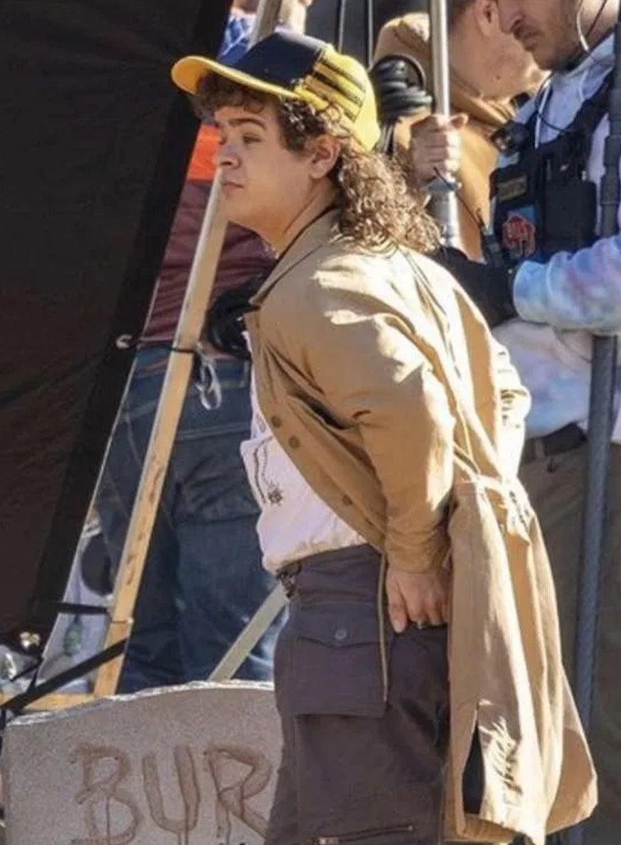 Harpoon Dustin Henderson Inspired Brown Leather Jacket - Stranger Things Style