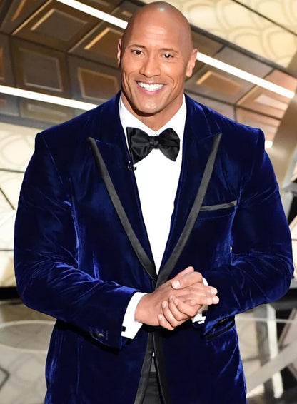 Dwayne Johnson Blue Velvet Blazer