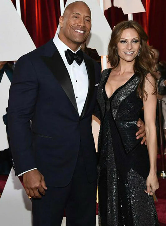 Harpoon Dwayne Johnson The Rock Inspired Navy Blue Velvet Trouser Leather Jacket