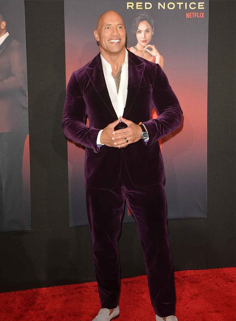 Harpoon Dwayne Johnson The Rock Inspired Purple Velvet Trouser Leather Jacket
