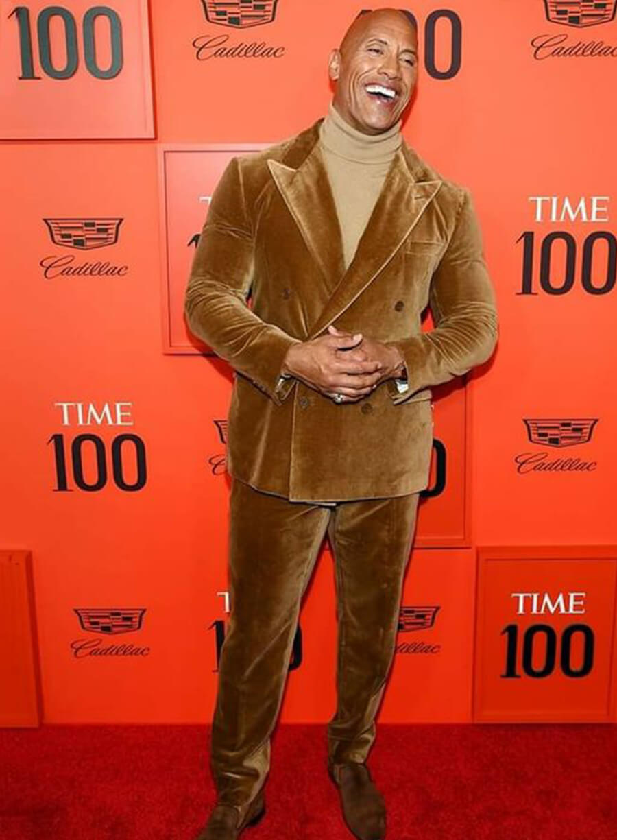 Harpoon Dwayne Johnson The Rock Inspired Brown Velvet Trouser Leather Jacket