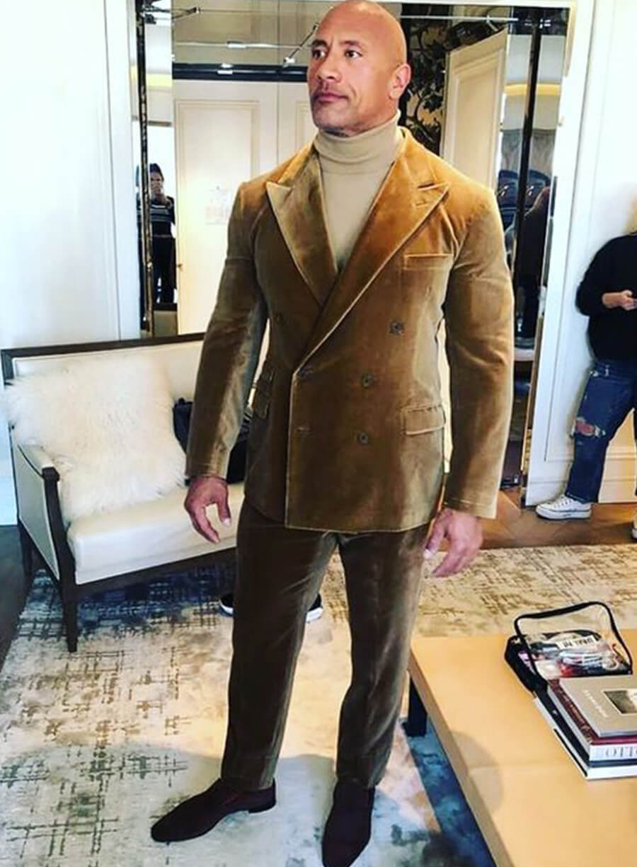 Harpoon Dwayne Johnson The Rock Inspired Brown Velvet Trouser Leather Jacket