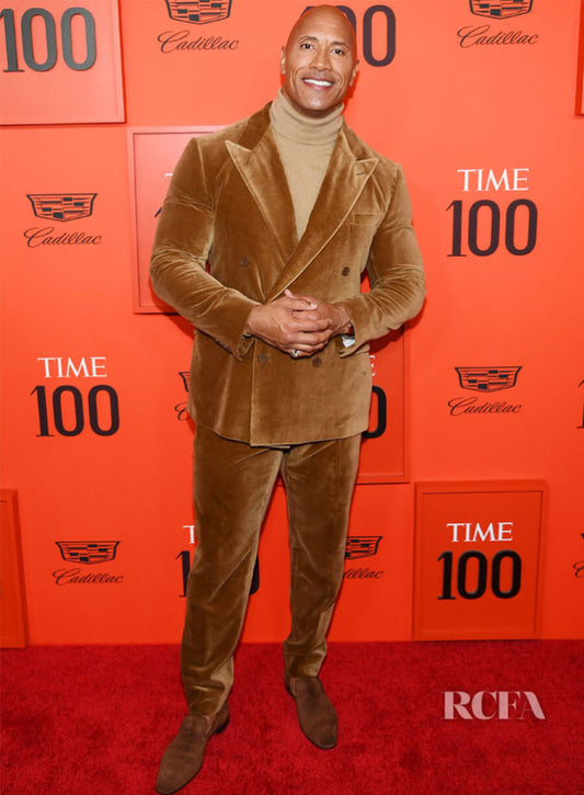 Harpoon Dwayne Johnson The Rock Inspired Brown Velvet Trouser Leather Jacket