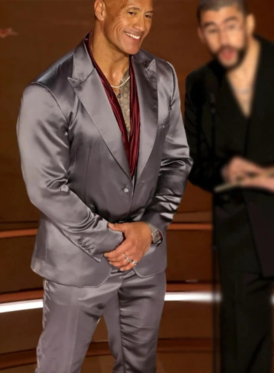 Harpoon Dwayne Johnson The Rock Inspired Grey Velvet Trouser Leather Jacket