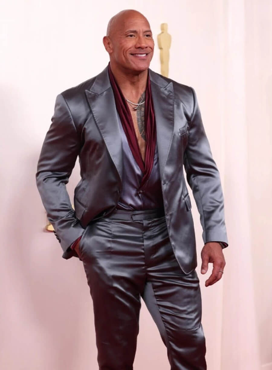 Harpoon Dwayne Johnson The Rock Inspired Grey Velvet Trouser Leather Jacket