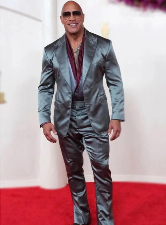 Harpoon Dwayne Johnson The Rock Inspired Grey Velvet Trouser Leather Jacket
