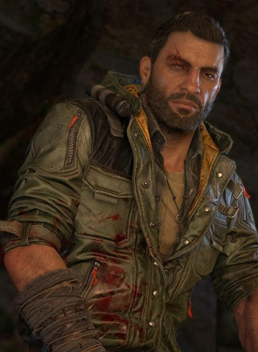 Harpoon Dying Light 2 The Beast Survivor Cosplay Inspired Green and Black Faux Leather or Real Leather Hooded Jacket