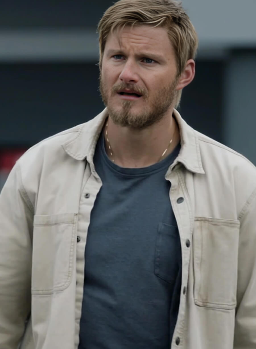 Harpoon Alexander Ludwig Inspired White Cotton Fabric Cotton Jacket - Earth Abides Tv Series Style