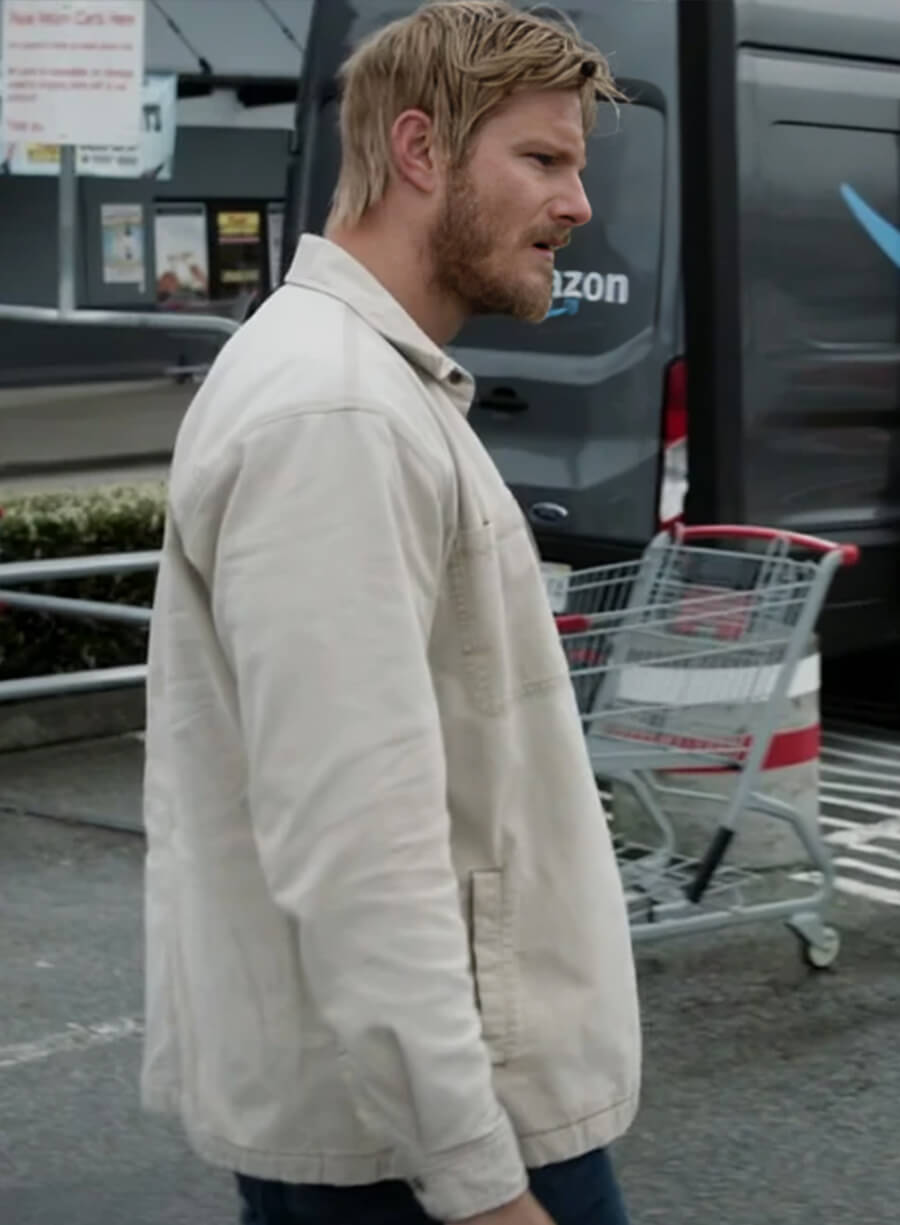 Harpoon Alexander Ludwig Inspired White Cotton Fabric Cotton Jacket - Earth Abides Tv Series Style