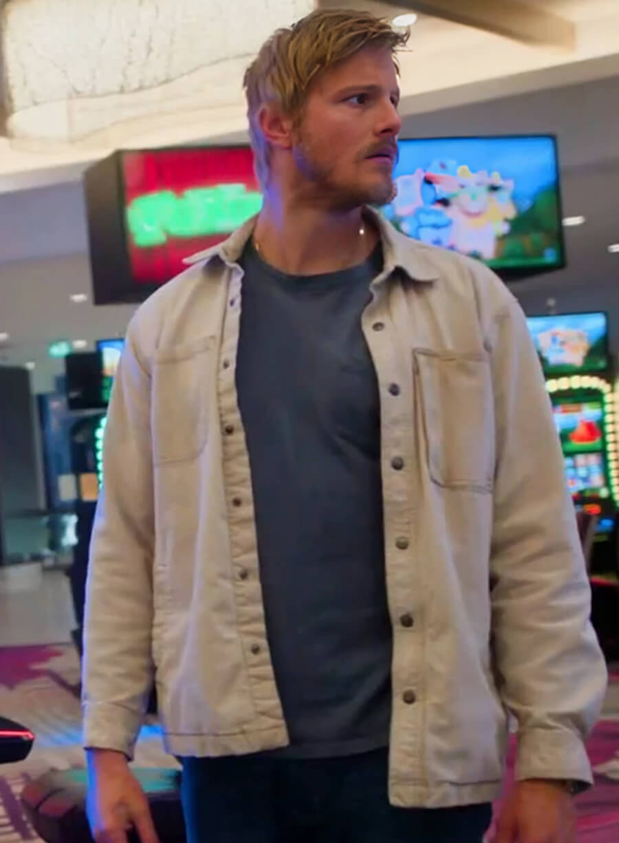 Harpoon Alexander Ludwig Inspired White Cotton Fabric Cotton Jacket - Earth Abides Tv Series Style