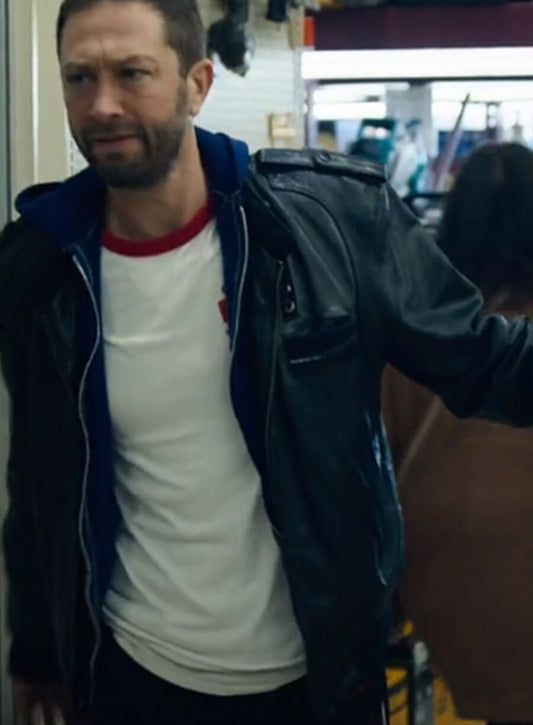 Harpoon Ebon Moss-Bachrach Richard The Bear Inspired Black Real Leather Leather Jacket
