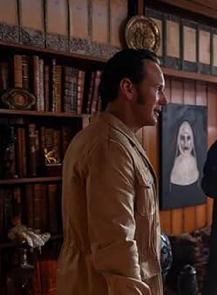 Harpoon Ed Warren Inspired Beige Leather Jacket - The Conjuring Last Rites 2025 Style