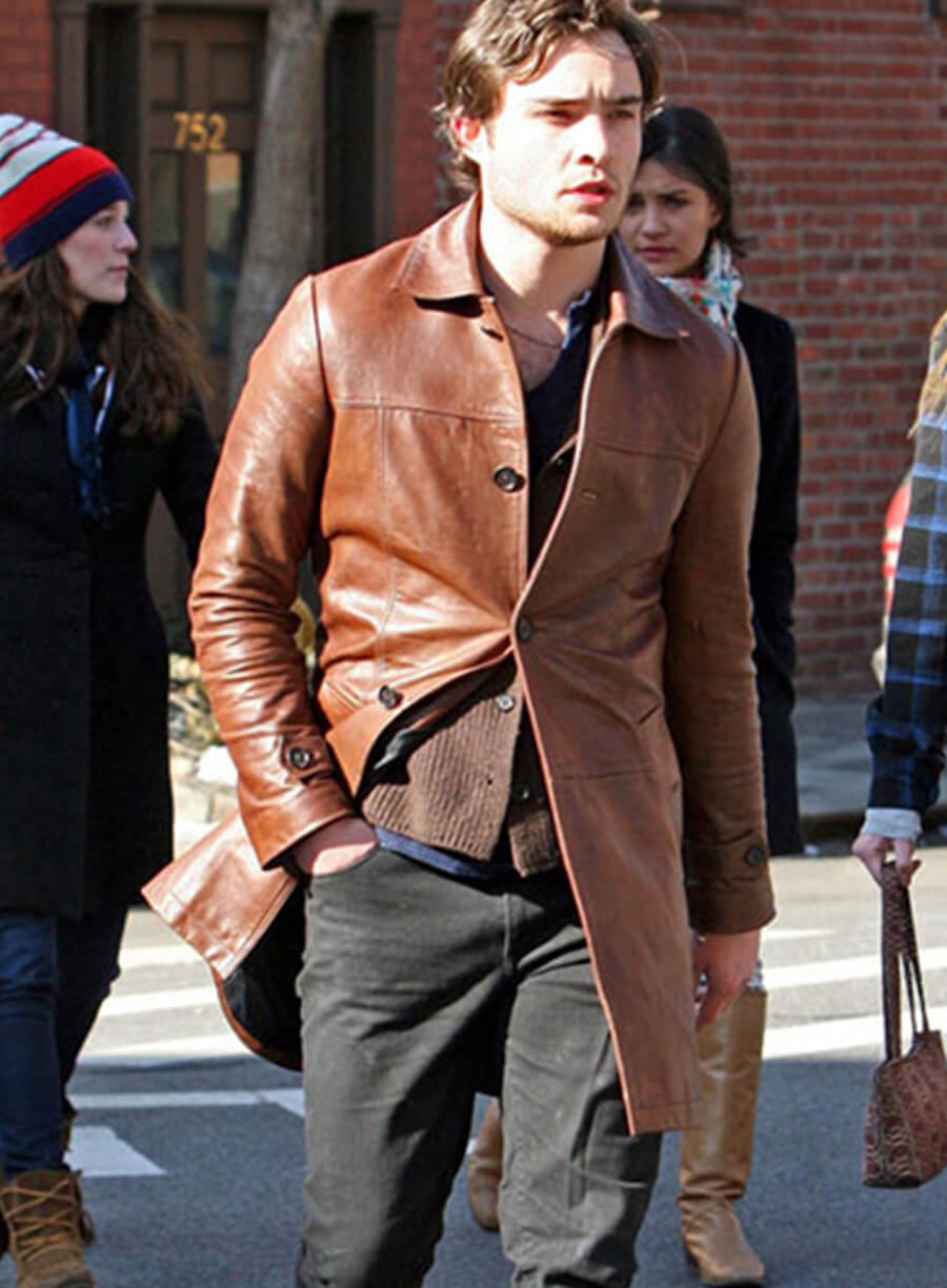 Harpoon Ed Westwick Trench Inspired Brown Coat