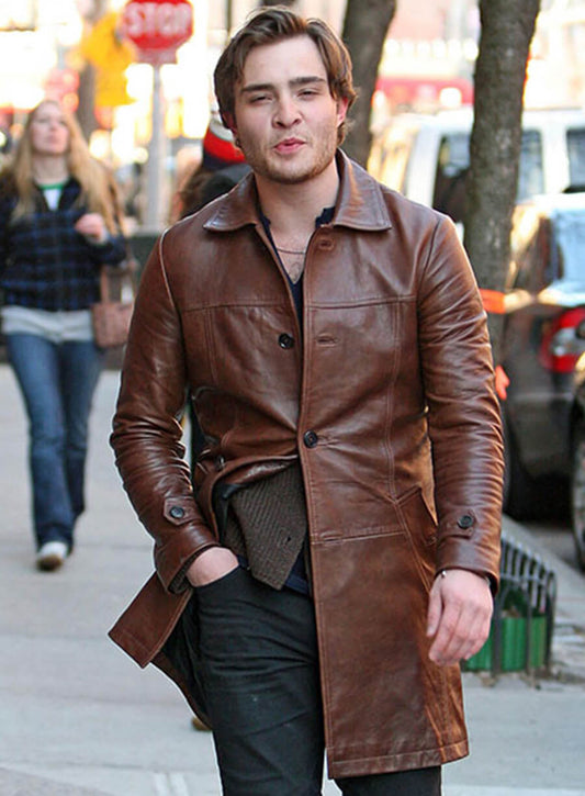 Harpoon Ed Westwick Trench Inspired Brown Coat