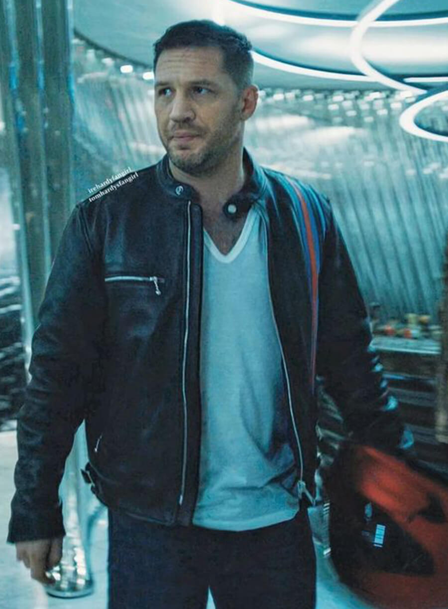 Harpoon Eddie Brock Inspired Black Leather Jacket - Venom Let There Be Carnage Style