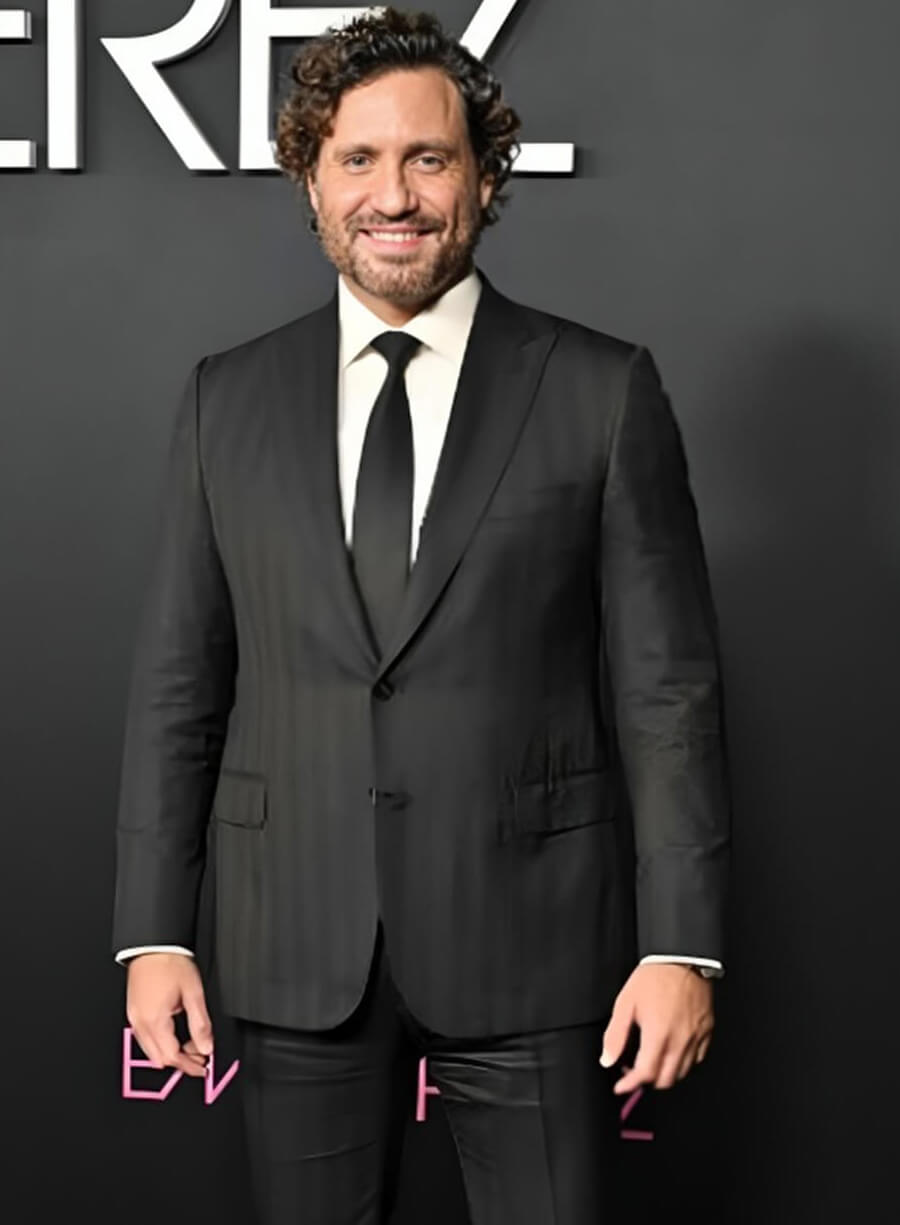 Harpoon �dgar Ram�rez Inspired Black Suiting Fabric Leather Jacket - Emilia P�rez 2024 Premiere Style