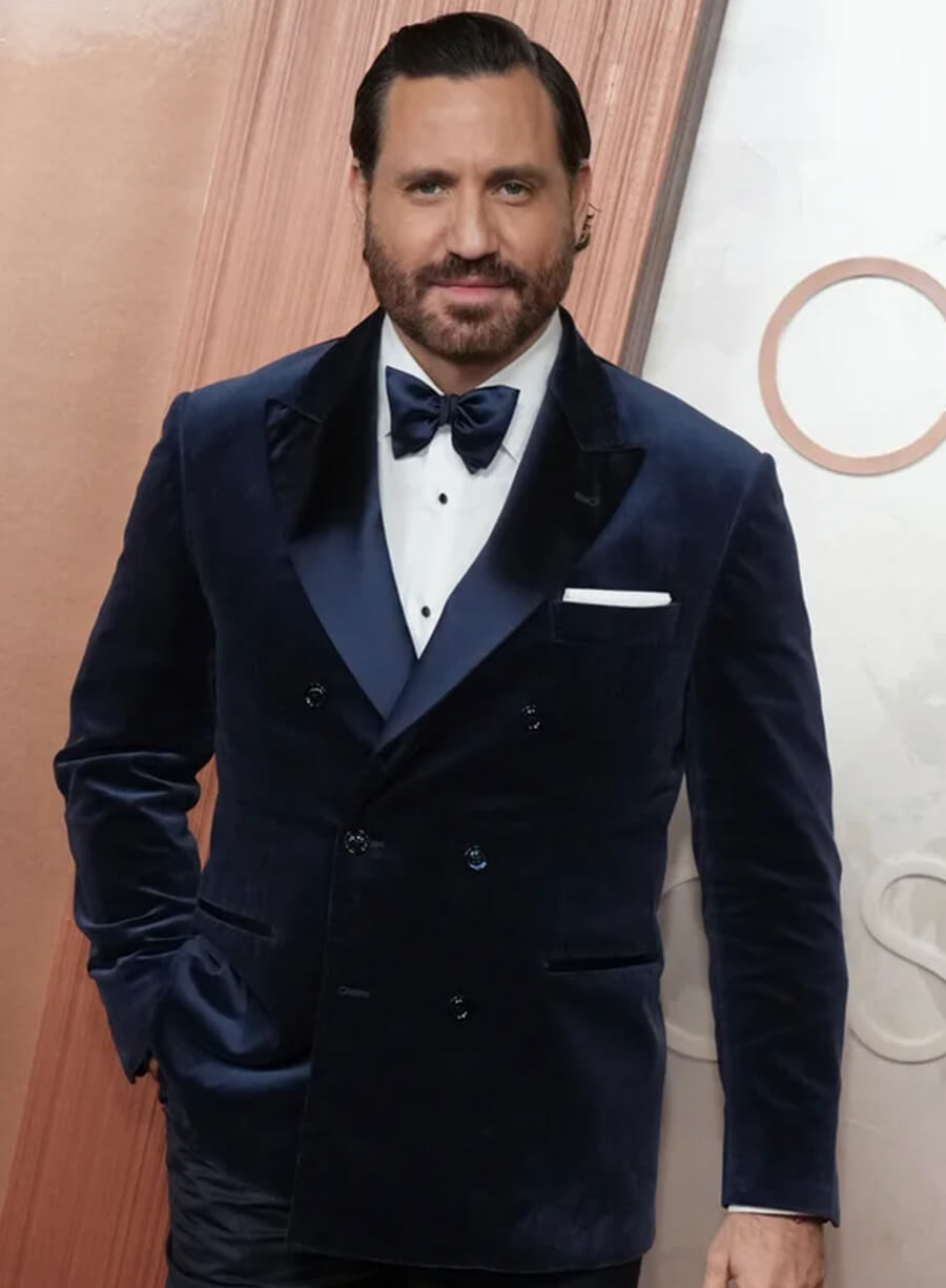 Harpoon Edgar Ramirez Inspired Blue Leather Jacket - Oscars Red Carpet 2025 Style