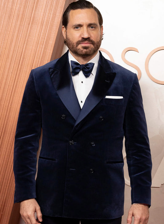 Harpoon Edgar Ramirez Inspired Blue Leather Jacket - Oscars Red Carpet 2025 Style