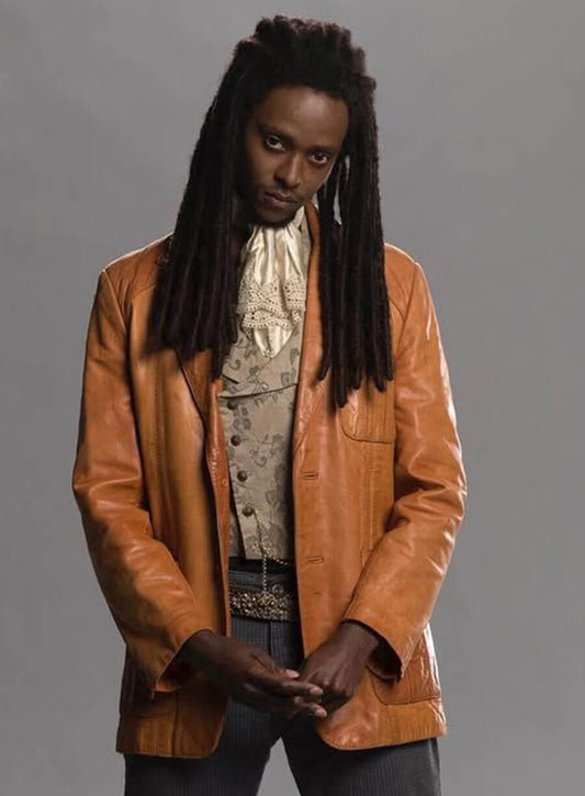 Harpoon Laurent Inspired Orange Real Leather Leather Jacket - Twilight Style