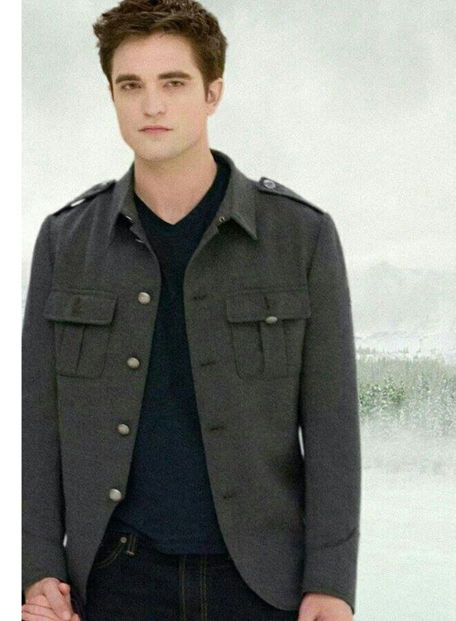 Harpoon Edward Cullen Inspired Grey Wool Fabric Wool Jacket - The Twilight Saga: Breaking Dawn 2 Style