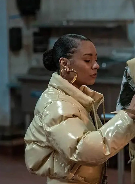 Harpoon Effie Inspired Beige Leather Jacket - Power Book II: Ghost Style