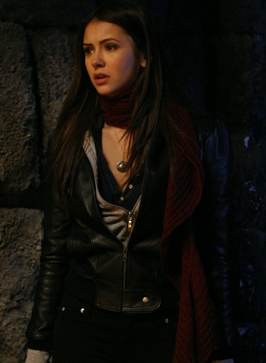 Harpoon Elena Gilbert Inspired Black Leather Jacket - The Vampire Diaries S01 Style