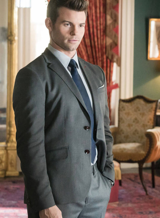 Harpoon Elijah Mikaelson Inspired Grey Leather Jacket - The Originals S02 Style