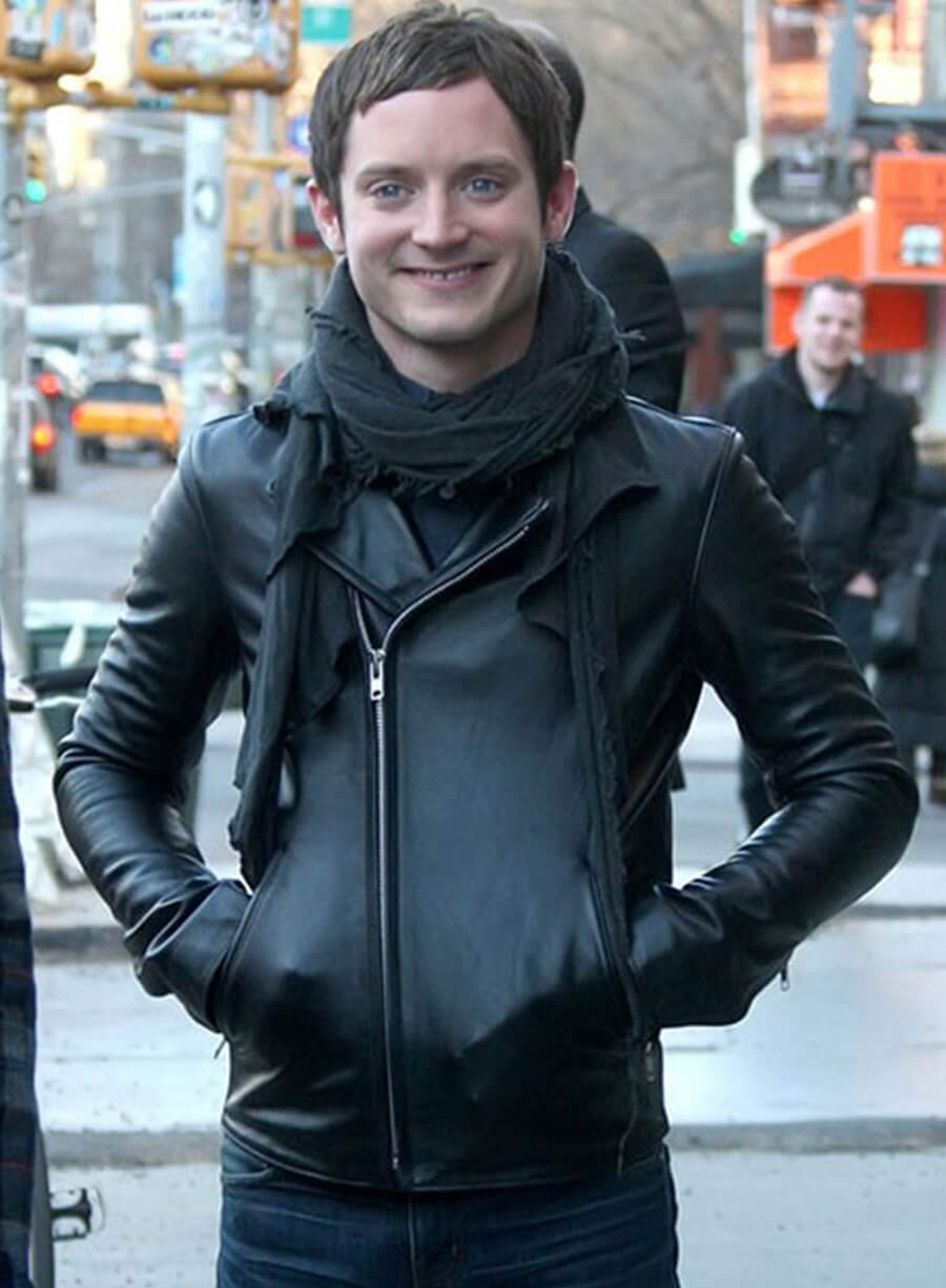 Harpoon Elijah Wood Inspired Black Leather Jacket