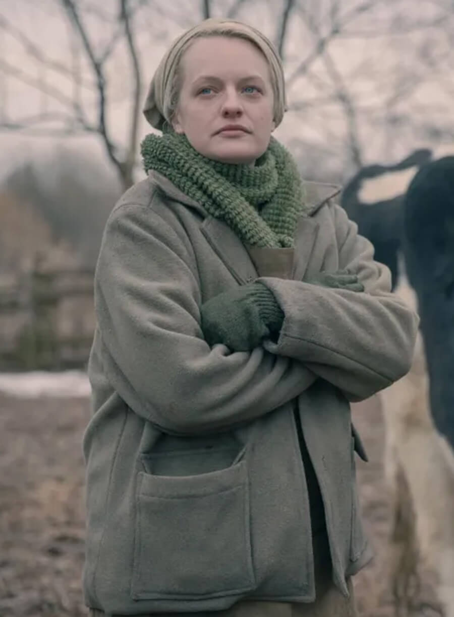 Harpoon June Osborne Inspired Grey Wool Fabric Coat - The Handmaid's Tale Style