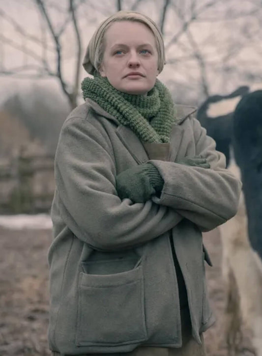 Harpoon June Osborne Inspired Grey Wool Fabric Coat - The Handmaid's Tale Style