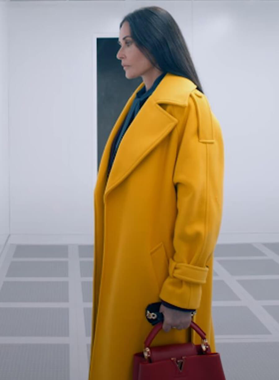 Harpoon Elisabeth Sparkle Inspired Yellow Coat - The Substance 2024 Style