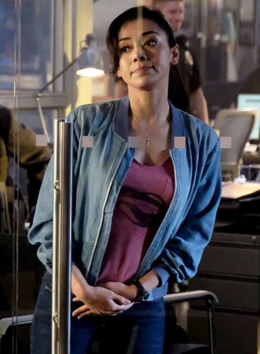 Harpoon Ella Lopez Inspired Blue Bomber Jacket - Lucifer S03 Style