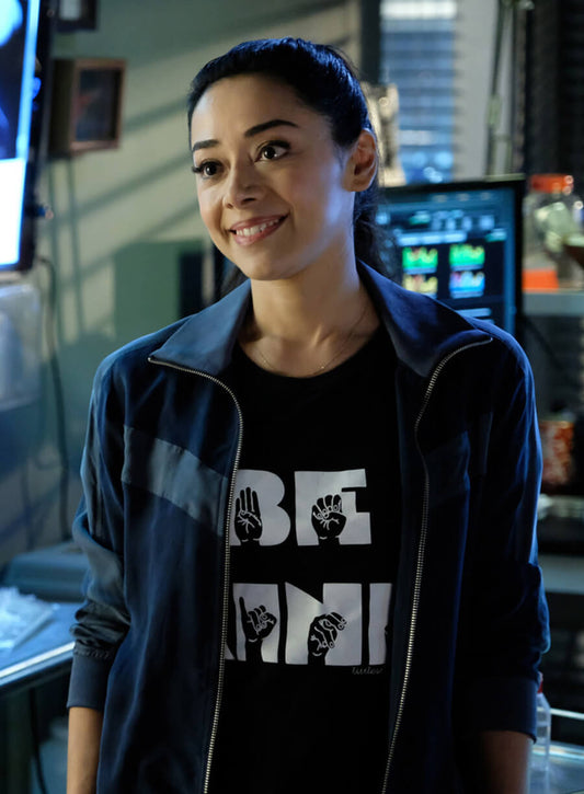 Harpoon Ella Lopez Inspired Blue Leather Jacket - Lucifer S03 Style