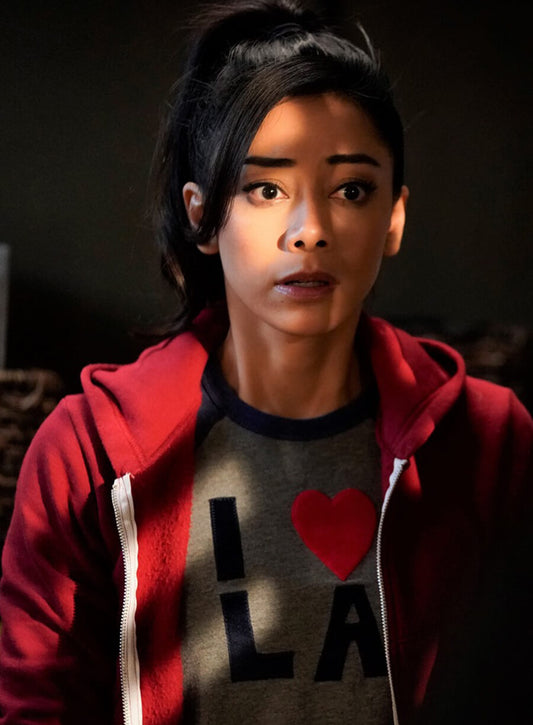 Harpoon Ella Lopez Inspired Red Hooded Jacket - Lucifer S03 Style
