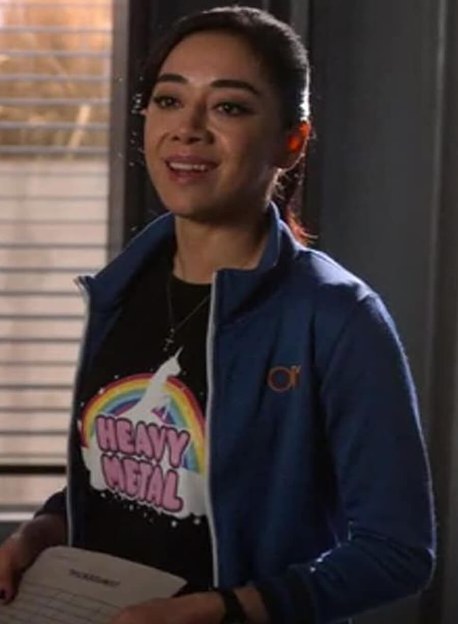 Harpoon Ella Lopez Inspired Blue Leather Jacket - Lucifer S04 Style