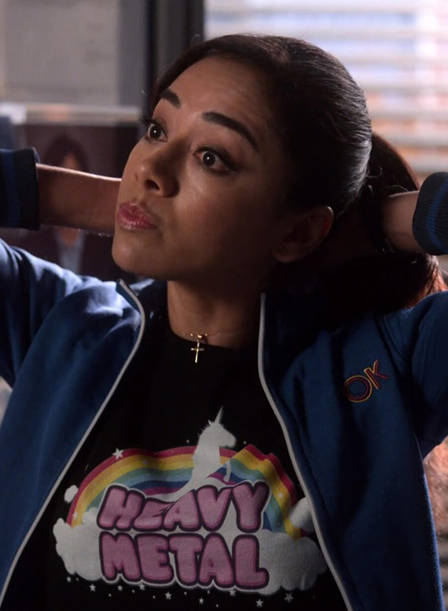 Harpoon Ella Lopez Inspired Blue Leather Jacket - Lucifer S04 Style