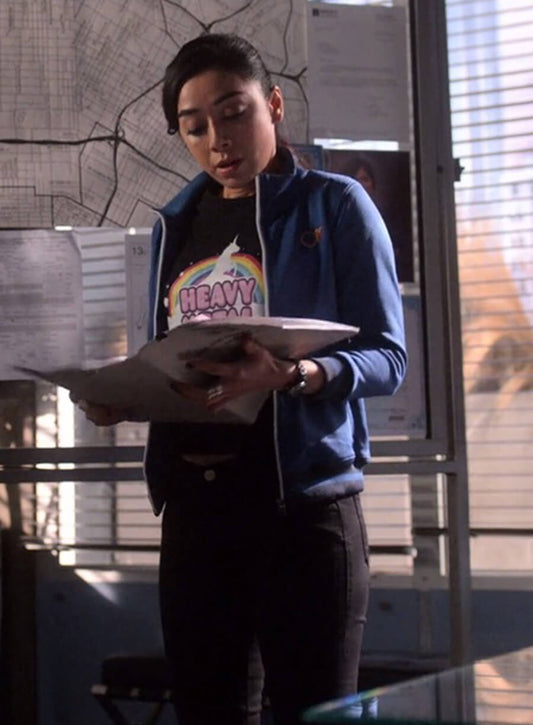 Harpoon Ella Lopez Inspired Blue Leather Jacket - Lucifer S04 Style
