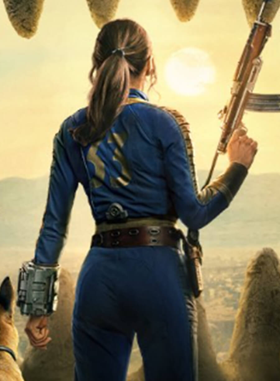 Harpoon Lucy Inspired Blue Leather Jacket - Fallout S02 Style
